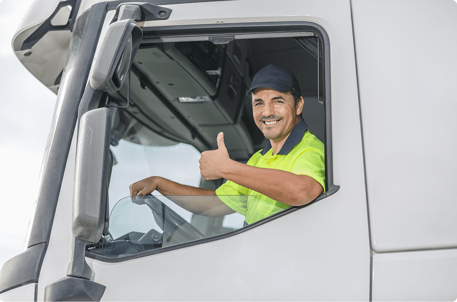 Happy driver giving thumbs up